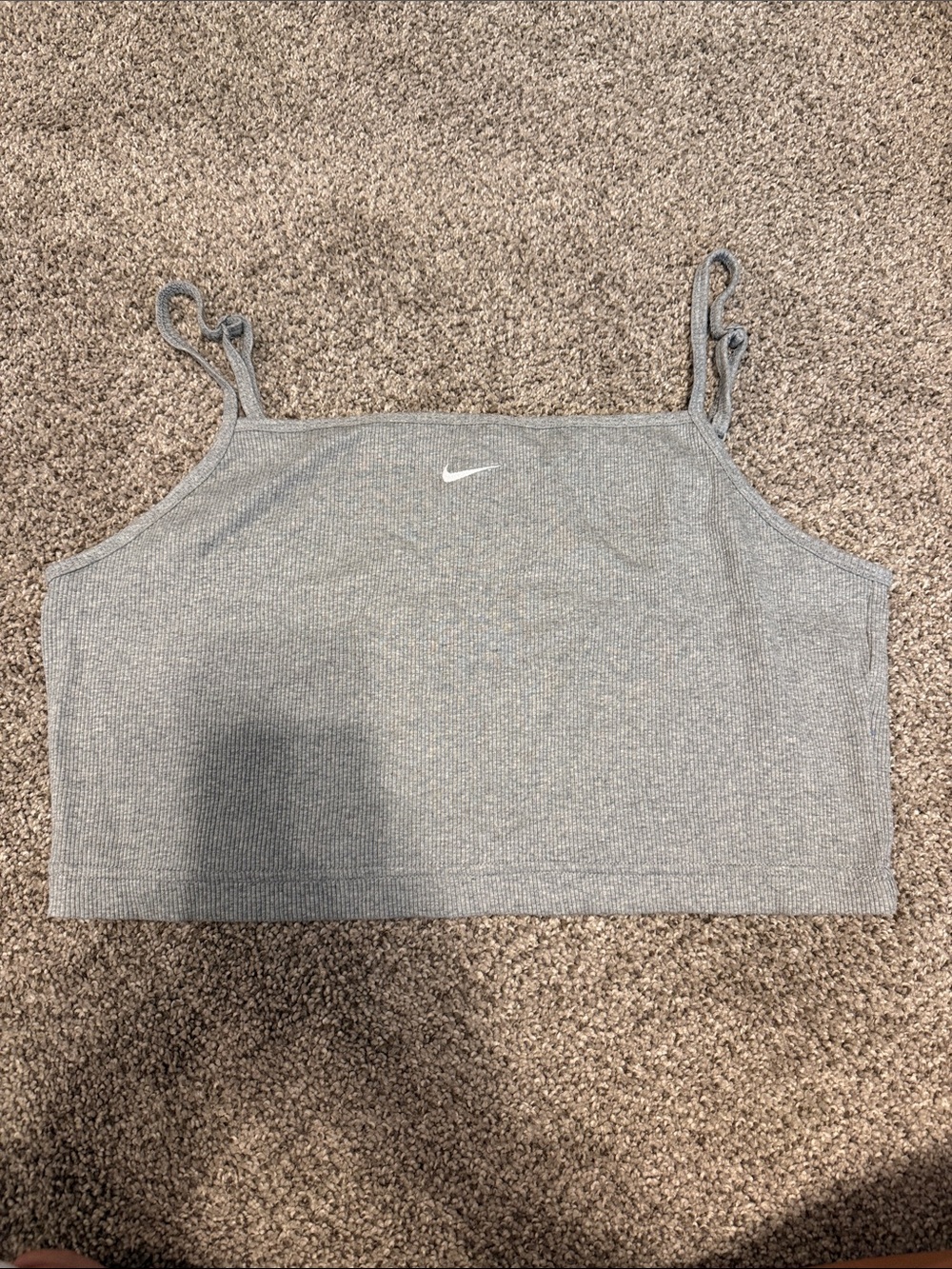 Nike Grey Ribbed Cropped Camisole Tank